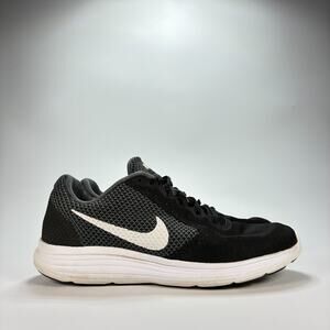 Nike Revolution 3 Black Gray Lace Up Running Shoes 819302-001 Womens Sz 9.5 Wide